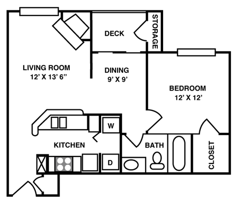 1 Bed | 1 Bath - 695 sq. ft.